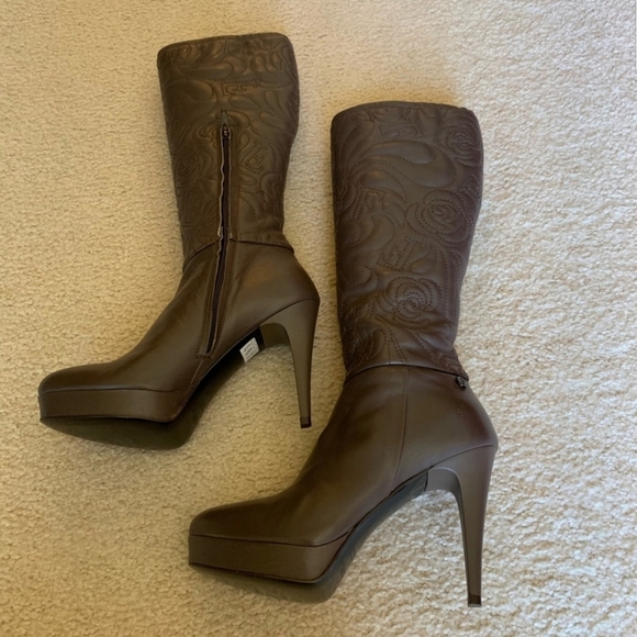 Made in Italy Ferre leather brown platform boots 6 - Picture 6 of 8